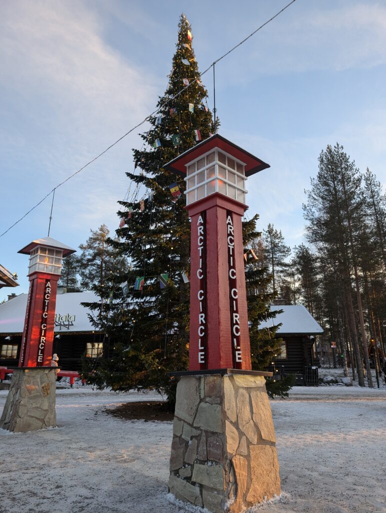 Santa Claus Village with snow on the ground